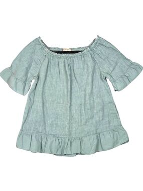 Terzo Millennio Italian Linen Top Green Sustainable Natural Fiber L